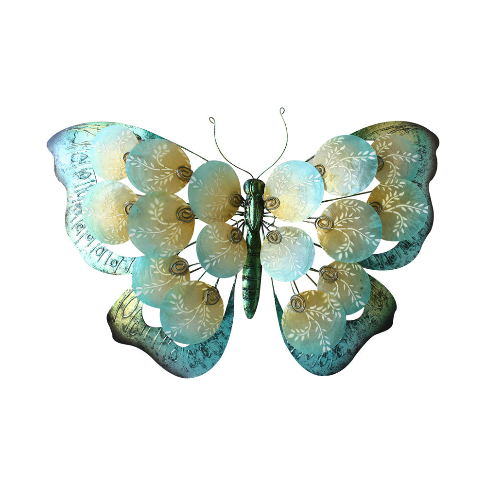 Darlin Capiz Shell/Metal Disc Butterfly Wall Hanging Art