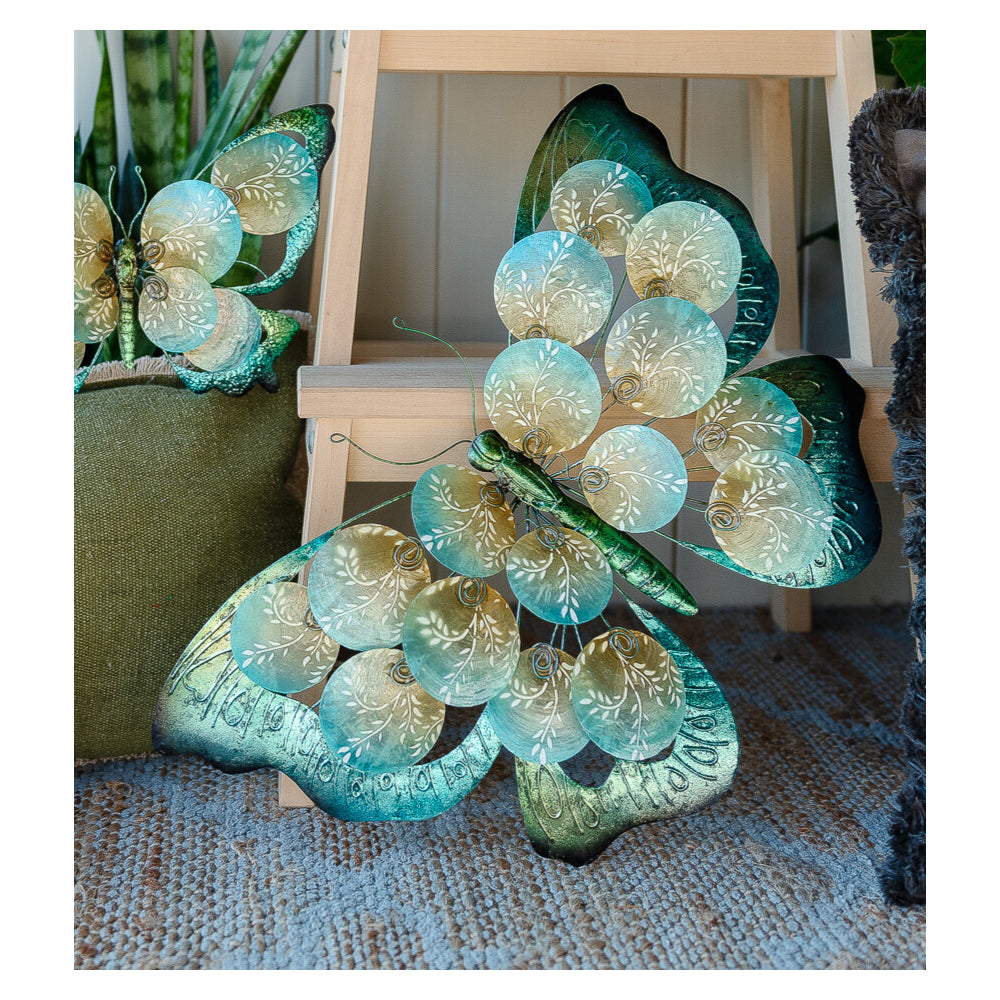 Darlin Capiz Shell/Metal Disc Butterfly Wall Hanging Art