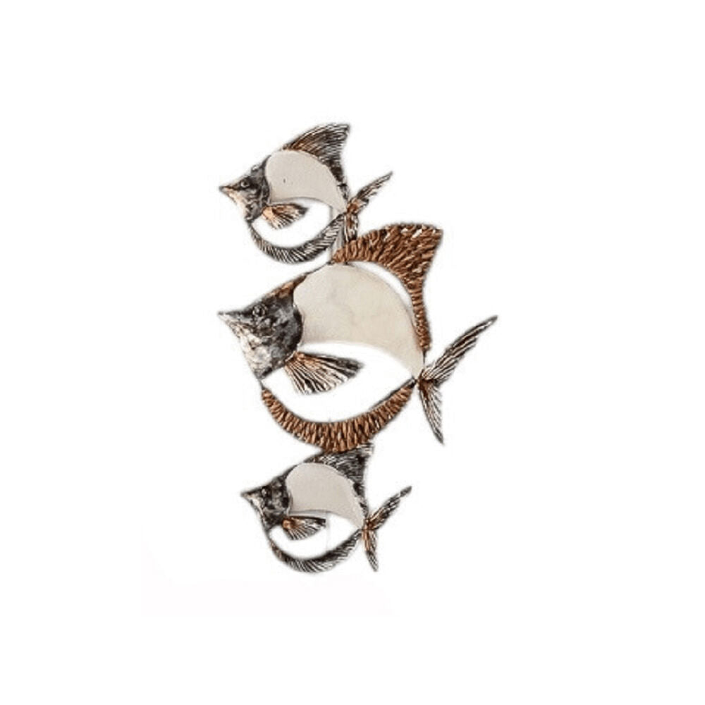 Darlin Capiz Shell & Abaca Trio Angel Fish Wall Art 44x27cm White
