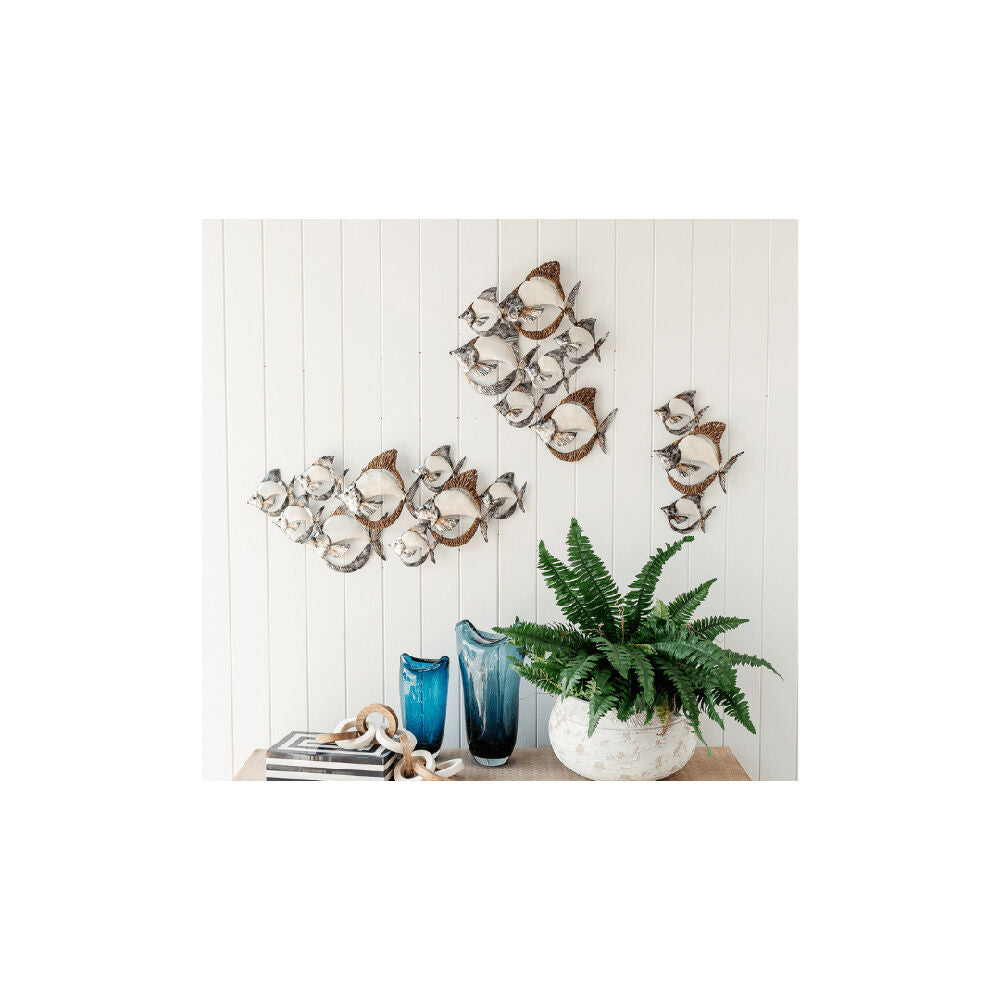 Darlin Capiz Shell & Abaca Trio Angel Fish Wall Art 44x27cm White