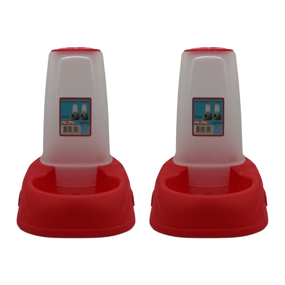 2PK Showmaster 2 In 1 Pet Auto Feeder/Drinker Tower 1.5L Assorted Colours