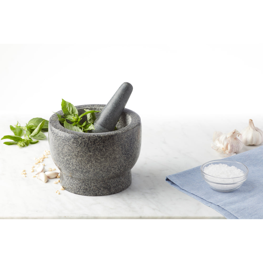 Davis & Waddell Traditional Granite Mortar & Pestle 17x12cm - Grey