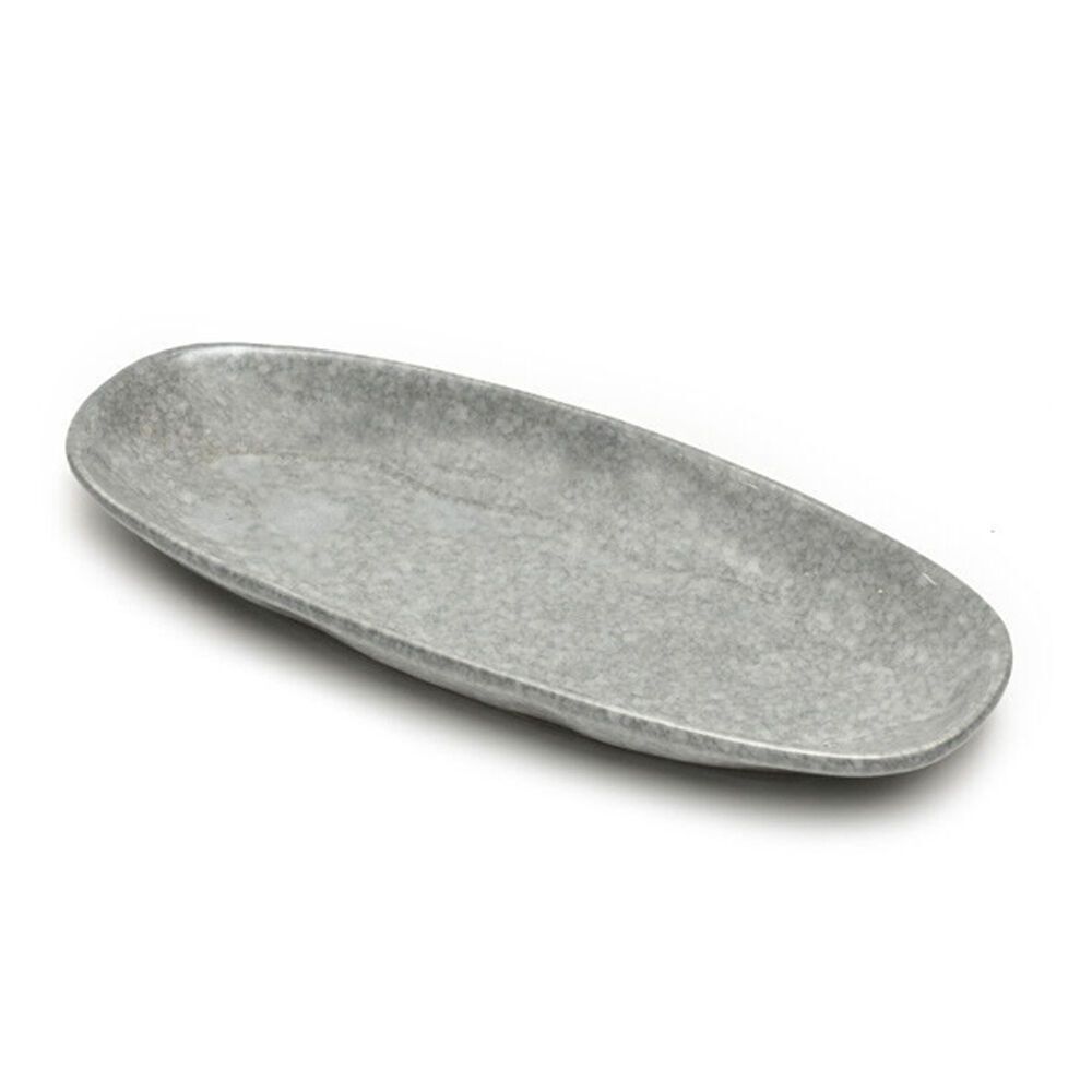 4PK St. Clare Oval Plate Glazed Ceramic 28x13cm Reactive Grey
