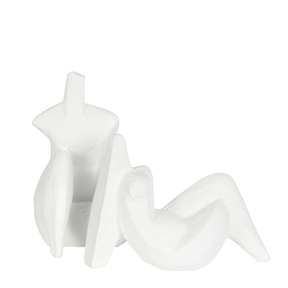 Belle Henry Polyresin Sitting Statue Sculpture Home Decor 26cm - White