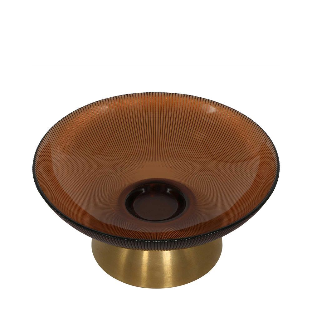 Belle Gable Glass Footed Bowl Flower Vase Home Decor Brown