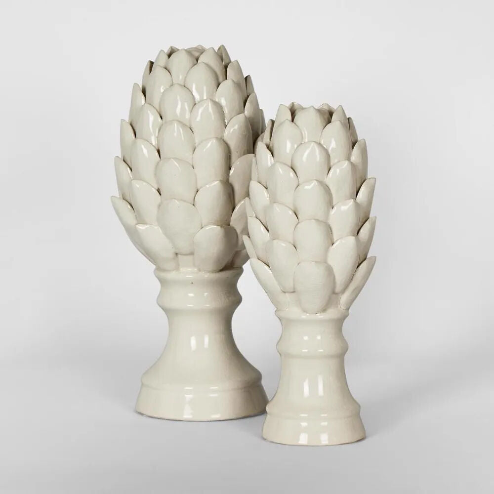 Belle Ceramic Artichoke Sculpture Tall 15x32cm - White