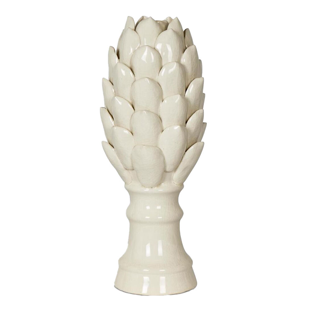 Belle Ceramic Artichoke Sculpture Short 12x27cm - White