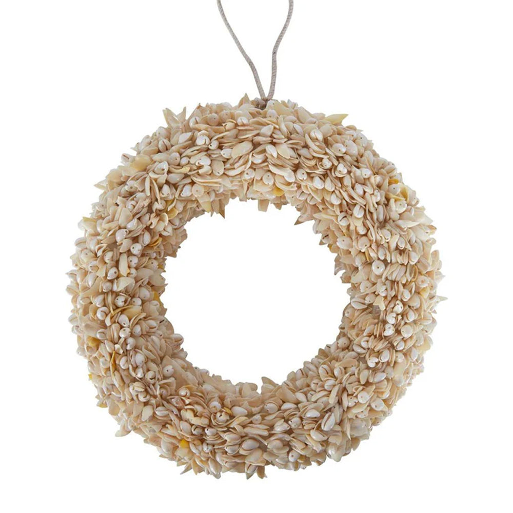 Belle Coastal Shell Wreath Hanging Home Wall Display Decor - Natural