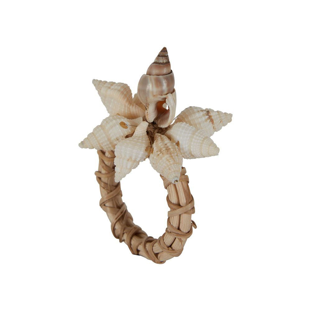 6PK Belle Surfers Natural Shell Napkin Ring Holder 8x6cm - White