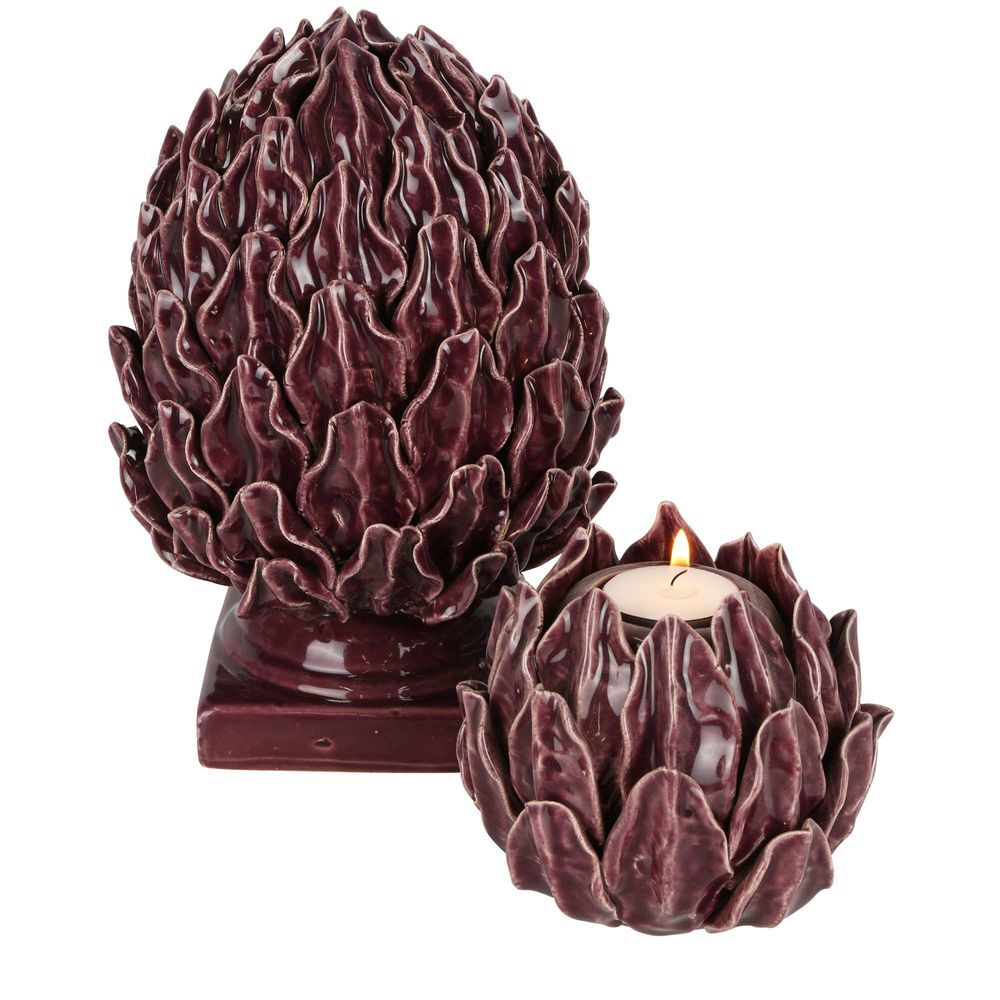 Belle Acorn Finial Mulberry Stoneware Sculpture Home Decor 23cm - Purple