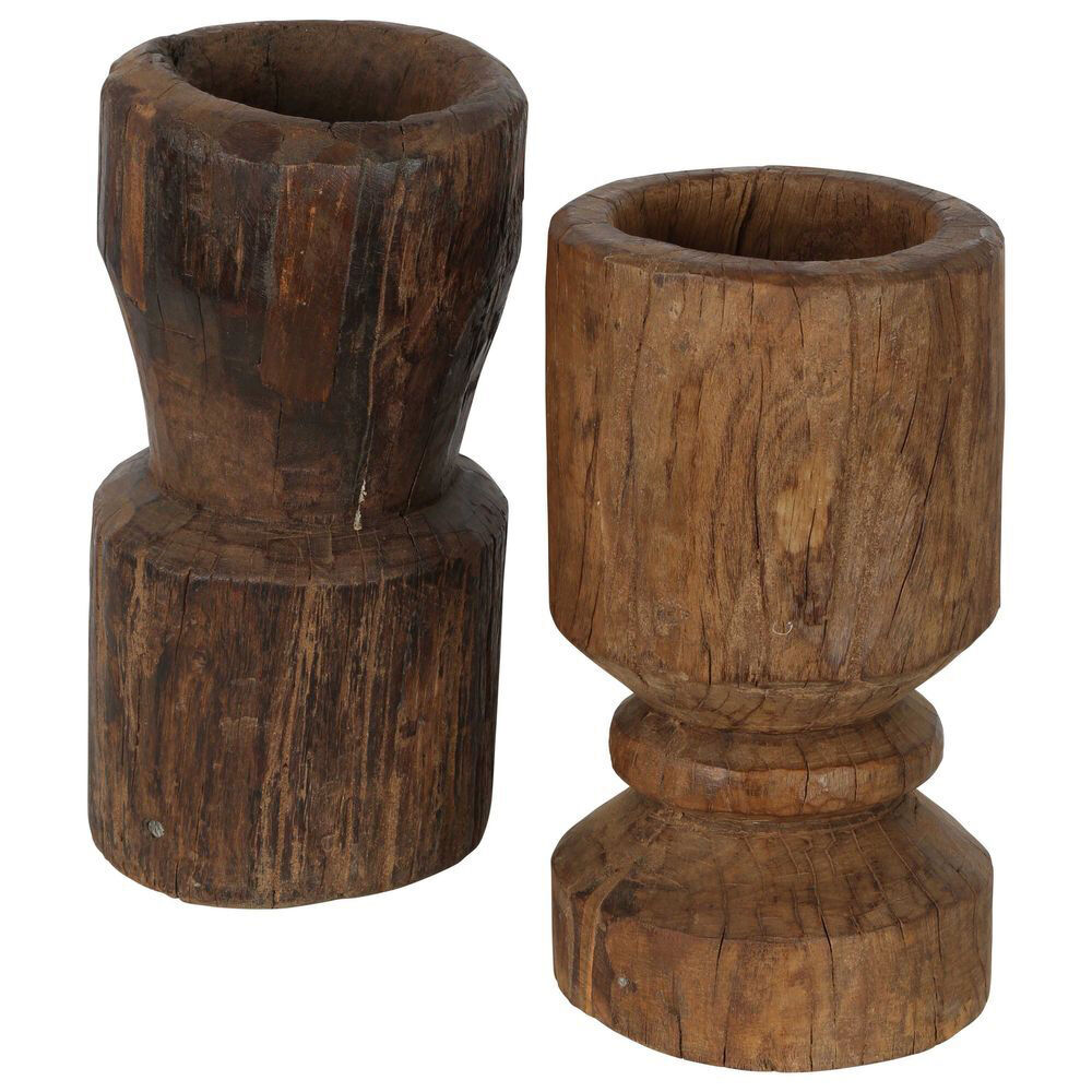 Belle Wooden Okhali Flower Pot/Planter 24cm Home Decor - Natural