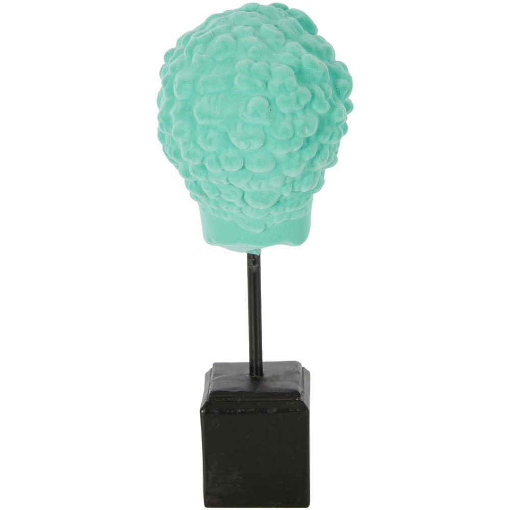 Belle David Flocked Polyresin Head On Stand 30cm Decor - Aqua