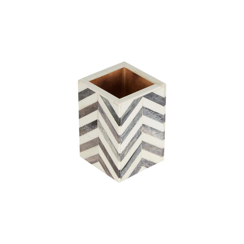 2PK Belle Bone Tumbler Container Jar Home Decor 7x10cm - White/Grey