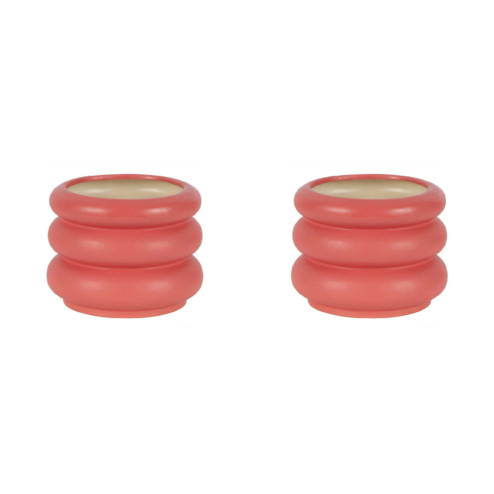 2PK Belle Mia Ceramic Flower Pot/Planter Large 22cm Home Decor - Pink