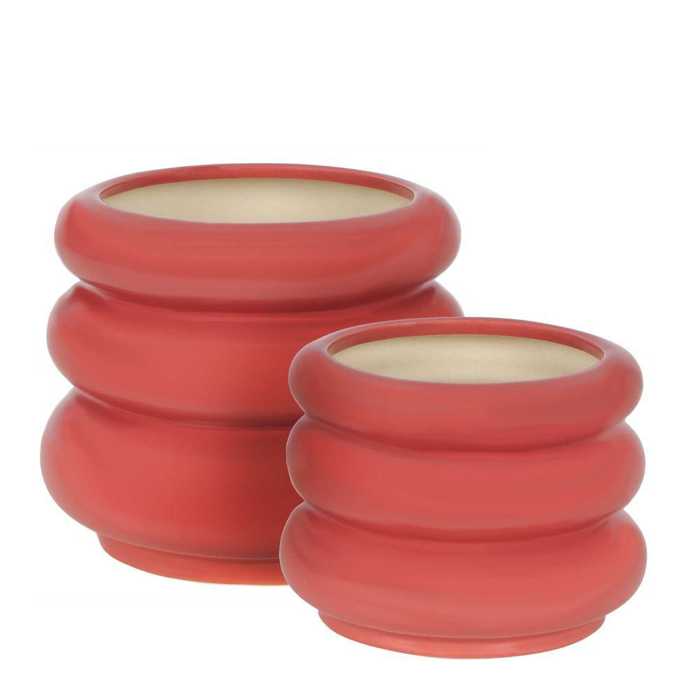 2PK Belle Mia Ceramic Flower Pot/Planter Large 22cm Home Decor - Pink