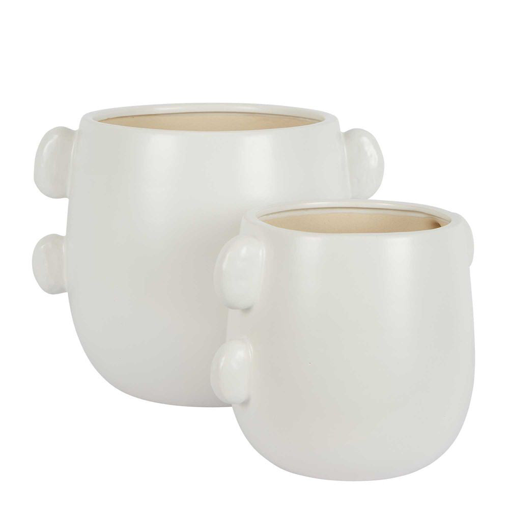 Belle Aiko Ceramic Flower Pot/Planter Small 22.5cm Home Decor - White