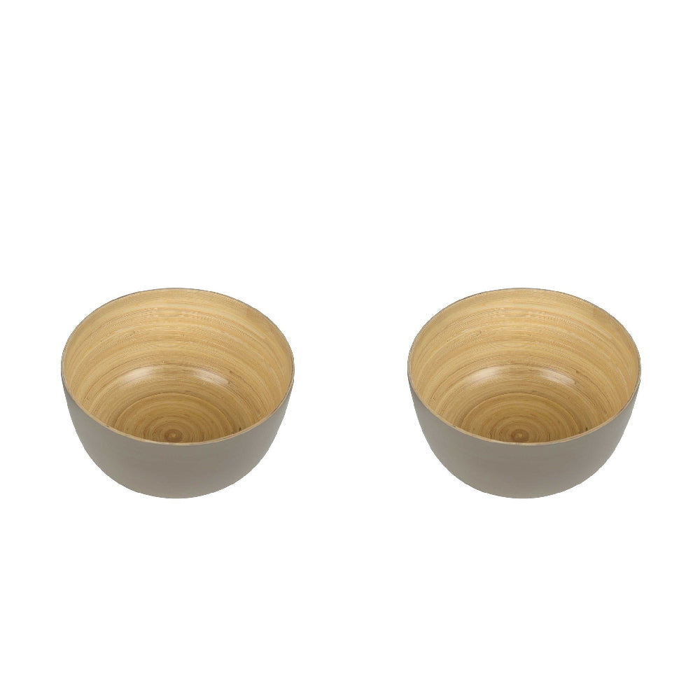 2PK Belle Blana Deep Bamboo Round Bowl Kitchen Serveware 29cm Grey