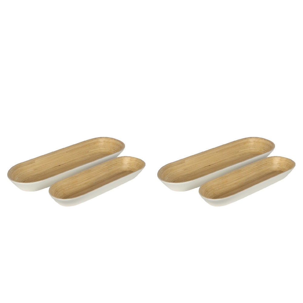 2PK Belle Blana Large Bamboo Platter Kitchen Serveware - White