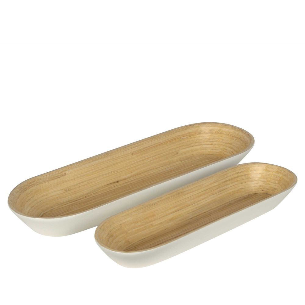 2PK Belle Blana Large Bamboo Platter Kitchen Serveware - White