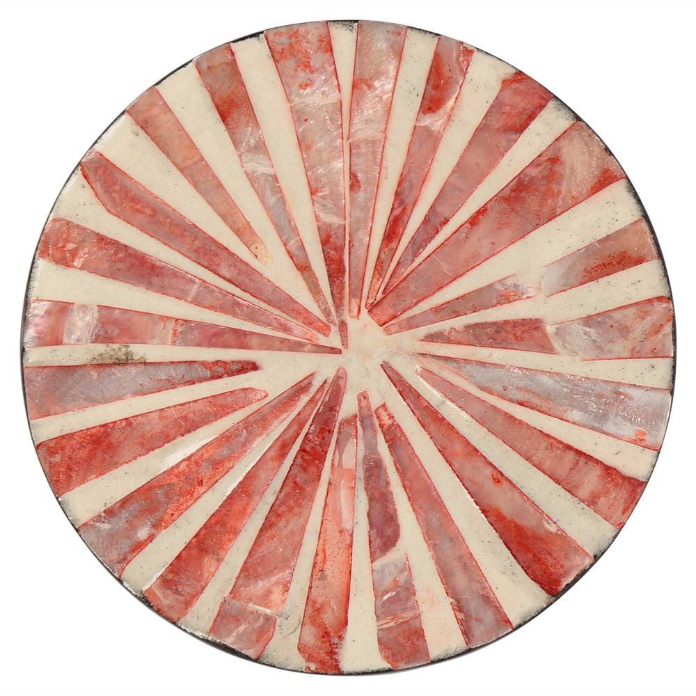 2x 4pc Belle Positano Shell Coaster Set Drink Mat 9cm - Red