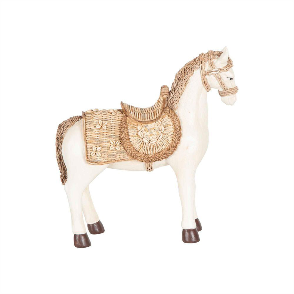 2PK Belle Dakota Standing Horse Polyresin Figurine Home Decor 29.5cm - White