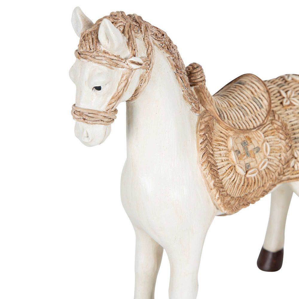 2PK Belle Dakota Standing Horse Polyresin Figurine Home Decor 29.5cm - White