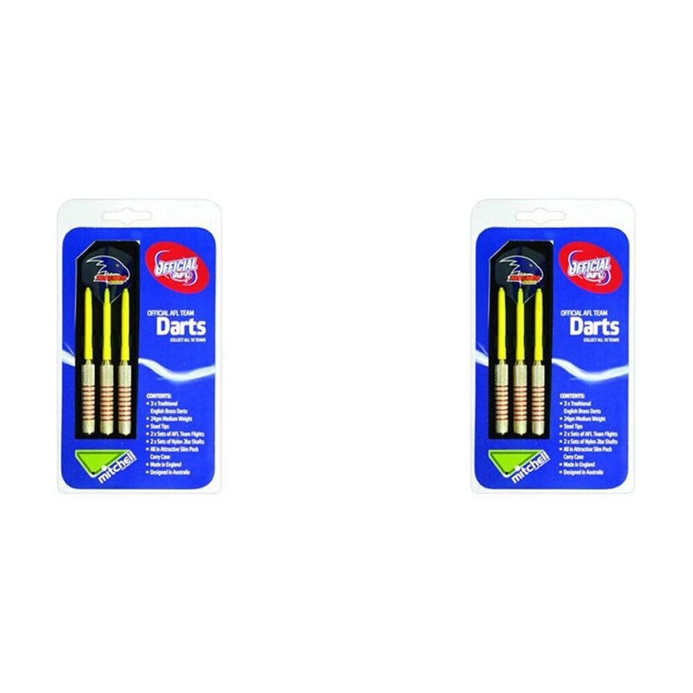 2x 3pc AFL Brass Darts Adelaide Western Team Dessign Flights & Shafts In Case