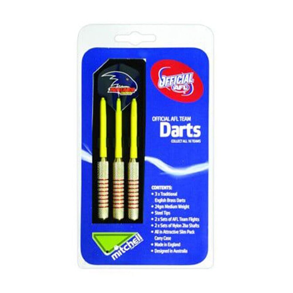 2x 3pc AFL Brass Darts Adelaide Western Team Dessign Flights & Shafts In Case