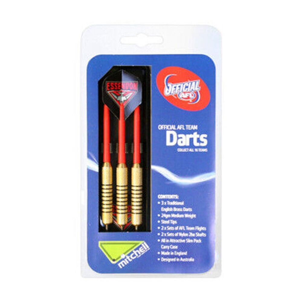 2x 3pc AFL Brass Darts Essendon Bombers Team Design Flights & Shafts In Case