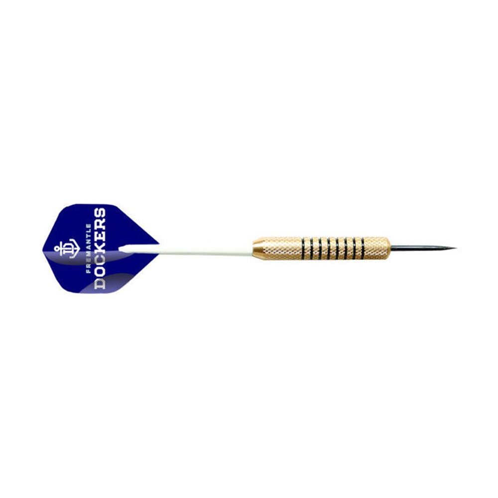 3pc AFL Brass Darts Fremantle Dockers Team Design Flights & Shafts In Case