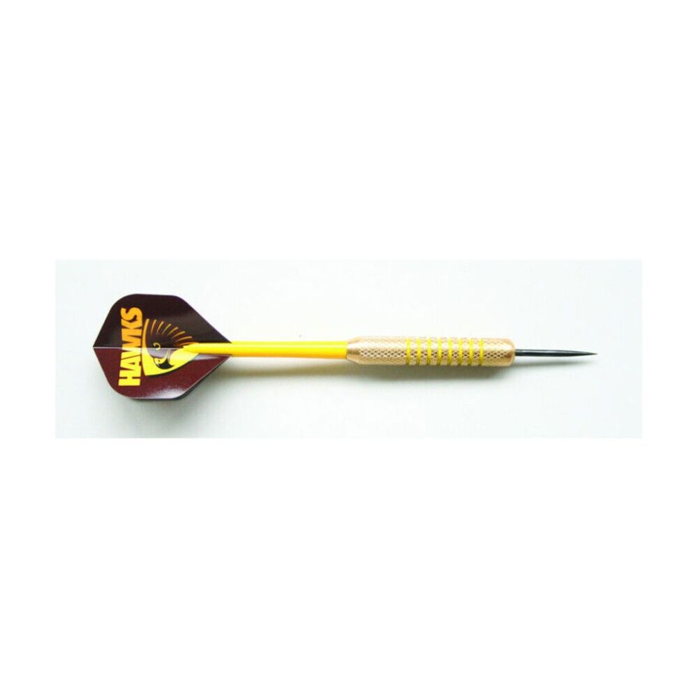 3pc AFL Brass Darts Hawthorn Hawks Team Design Flights & Shafts In Case