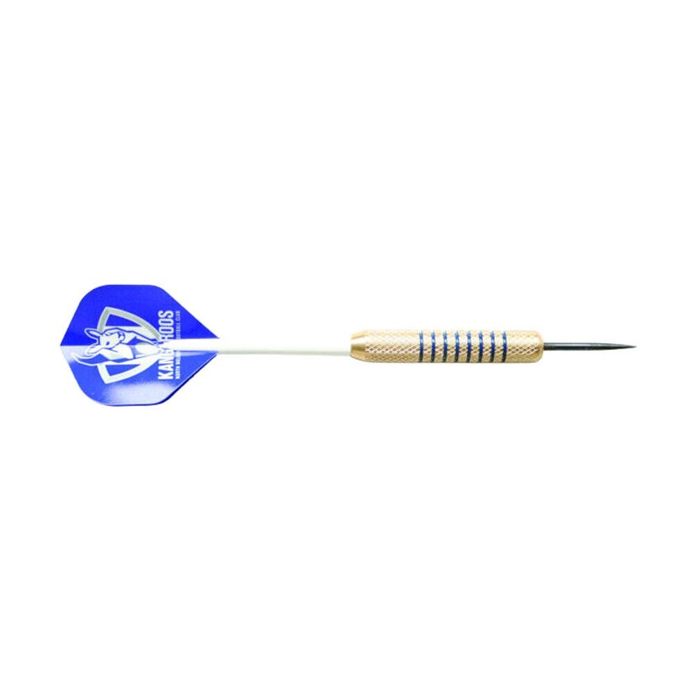3pc AFL Brass Darts Roos North Melbourne Team Flights & Shafts In Case