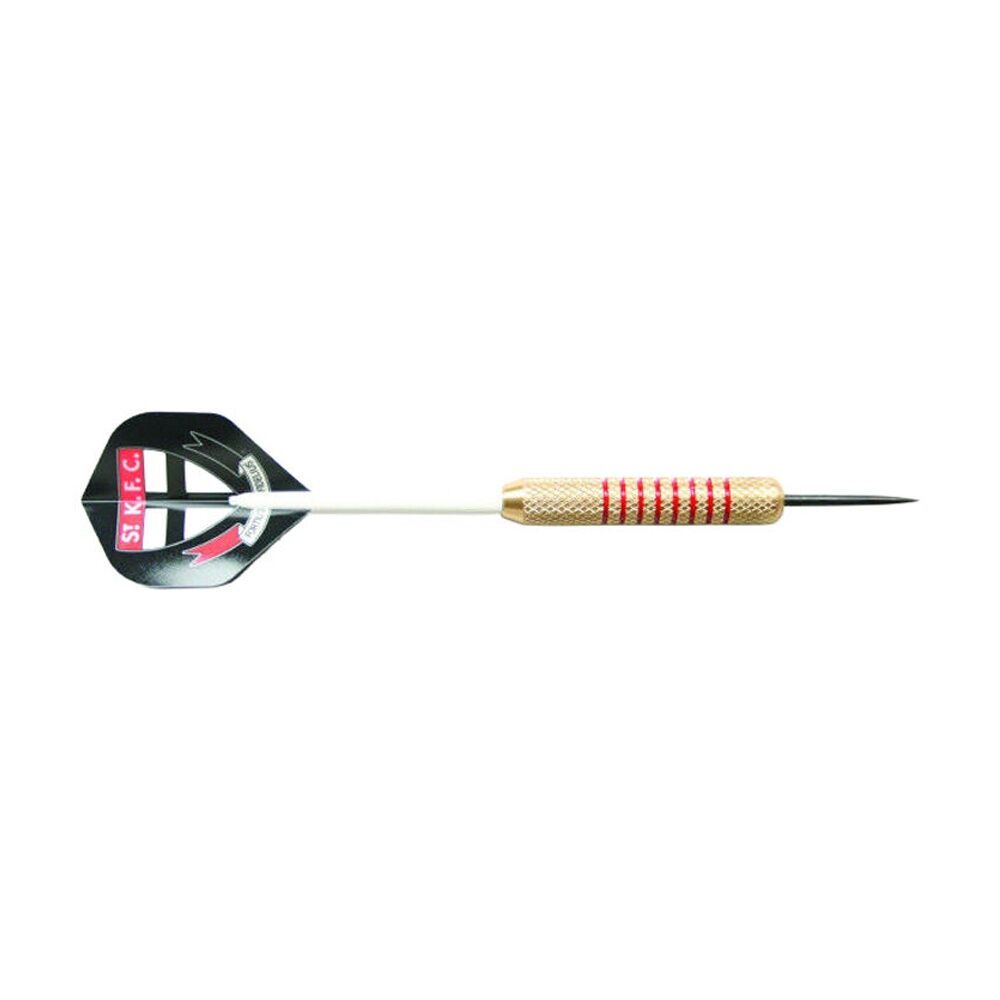 3pc AFL Brass Darts St Kilda Saints Team Design Flights & Shafts In Case