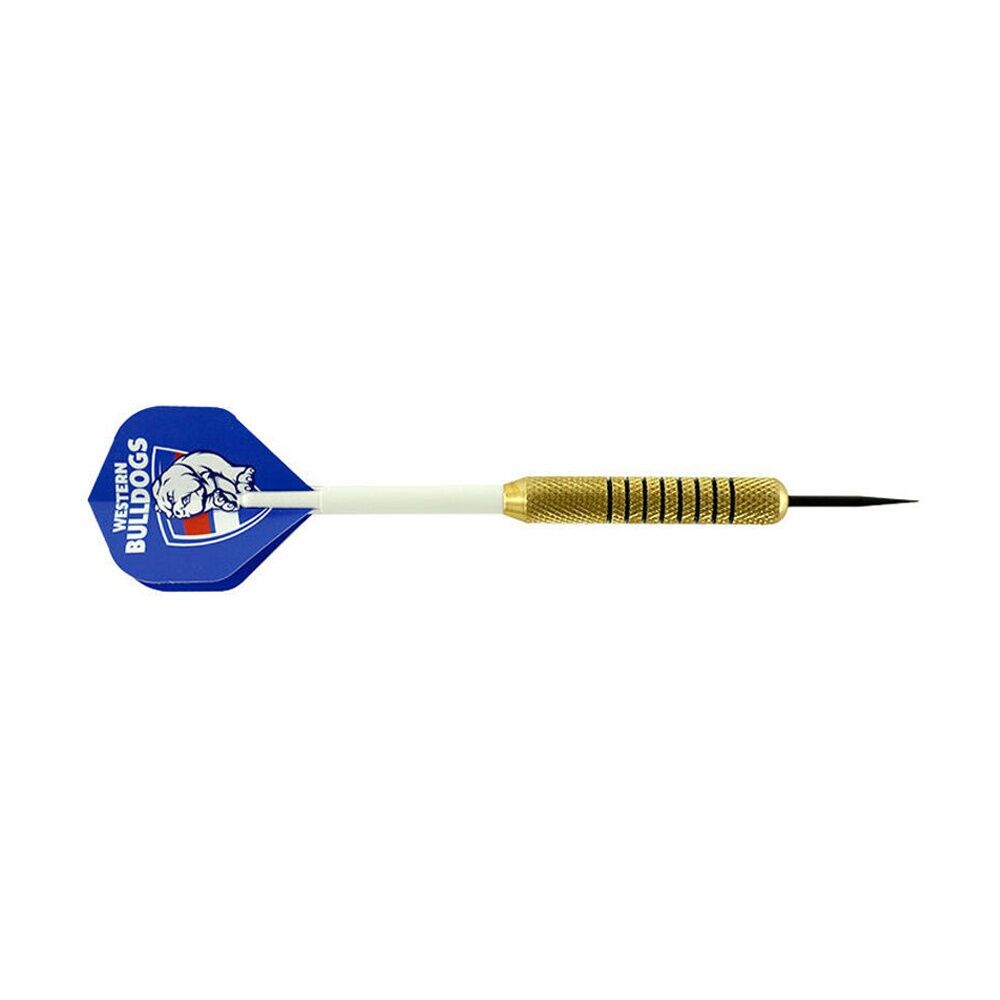 2x 3pc AFL Brass Darts Western Bulldogs Team Design Flights & Shafts In Case