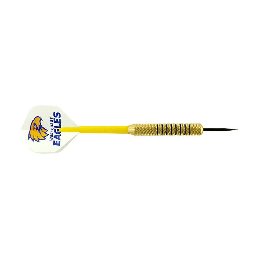 2x 3pc AFL Brass Darts West Coast Eagles Team Design Flights & Shafts In Case