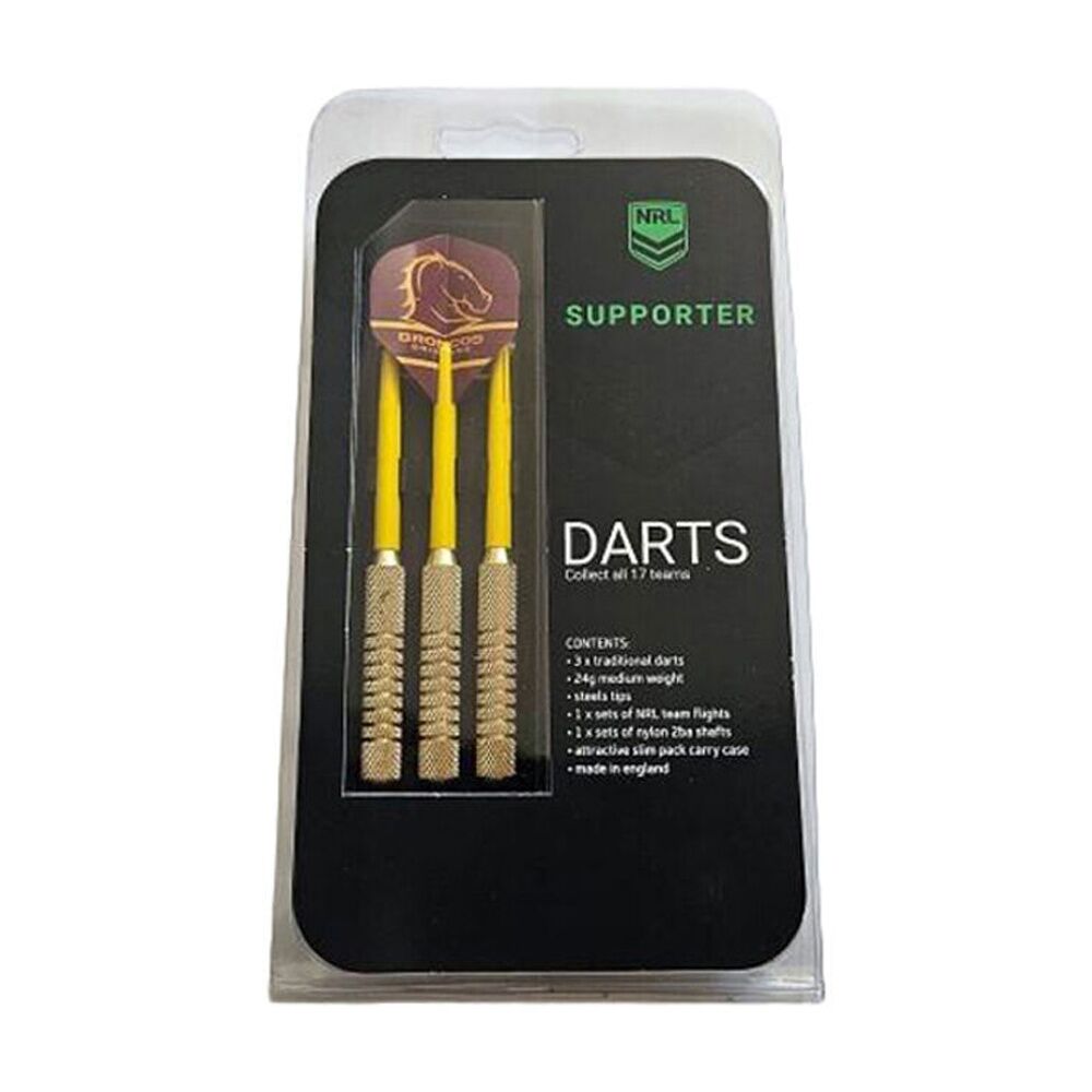2x 3pc NRL Darts Brisbane Broncos Team Design Flights & Shafts Case Included