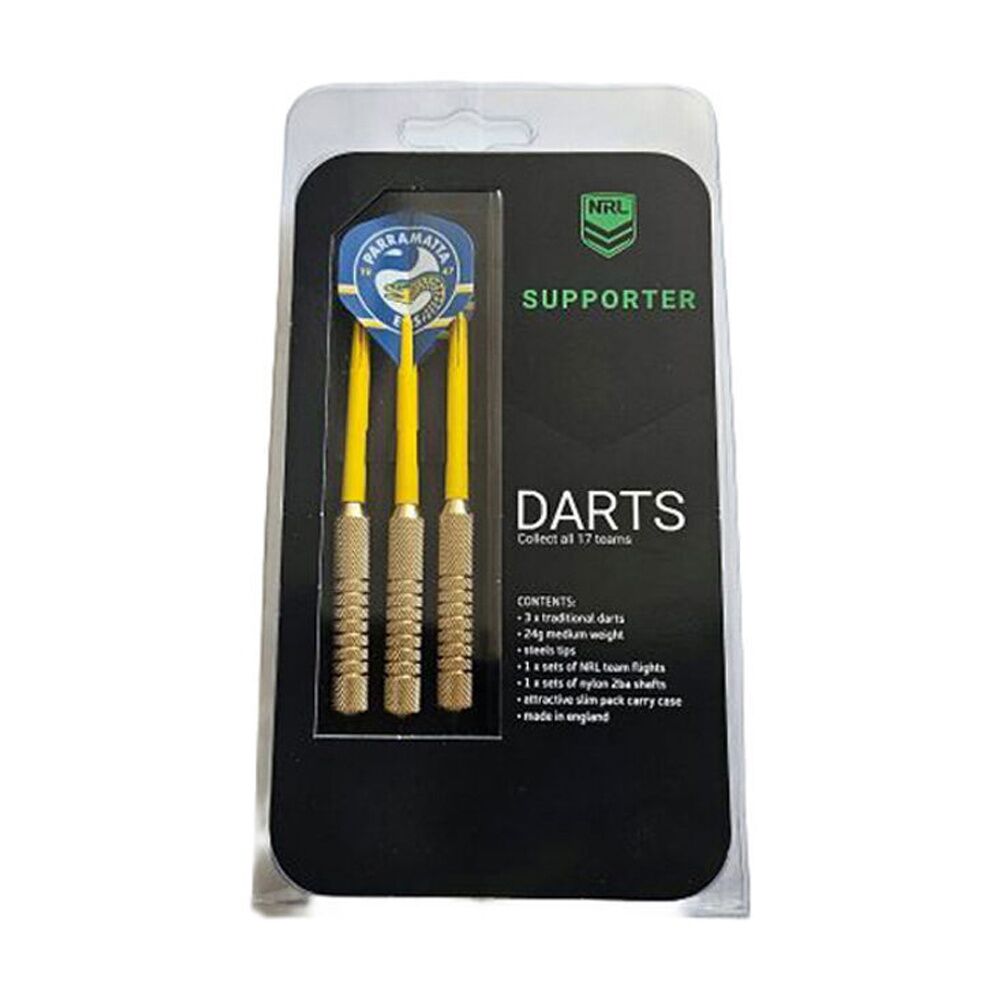 2x 3pc NRL Darts Parramatta Eels Team Design Flights & Shafts Case Included