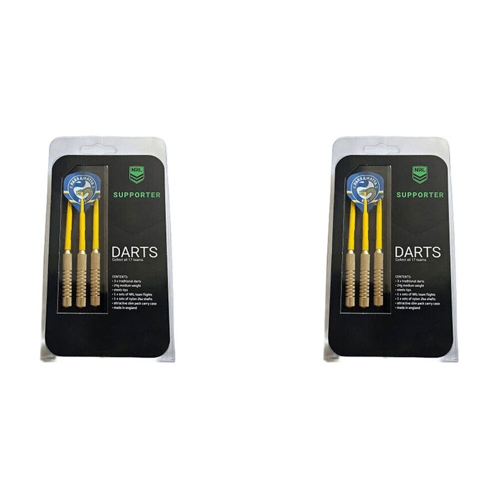 2x 3pc NRL Darts Parramatta Eels Team Design Flights & Shafts Case Included