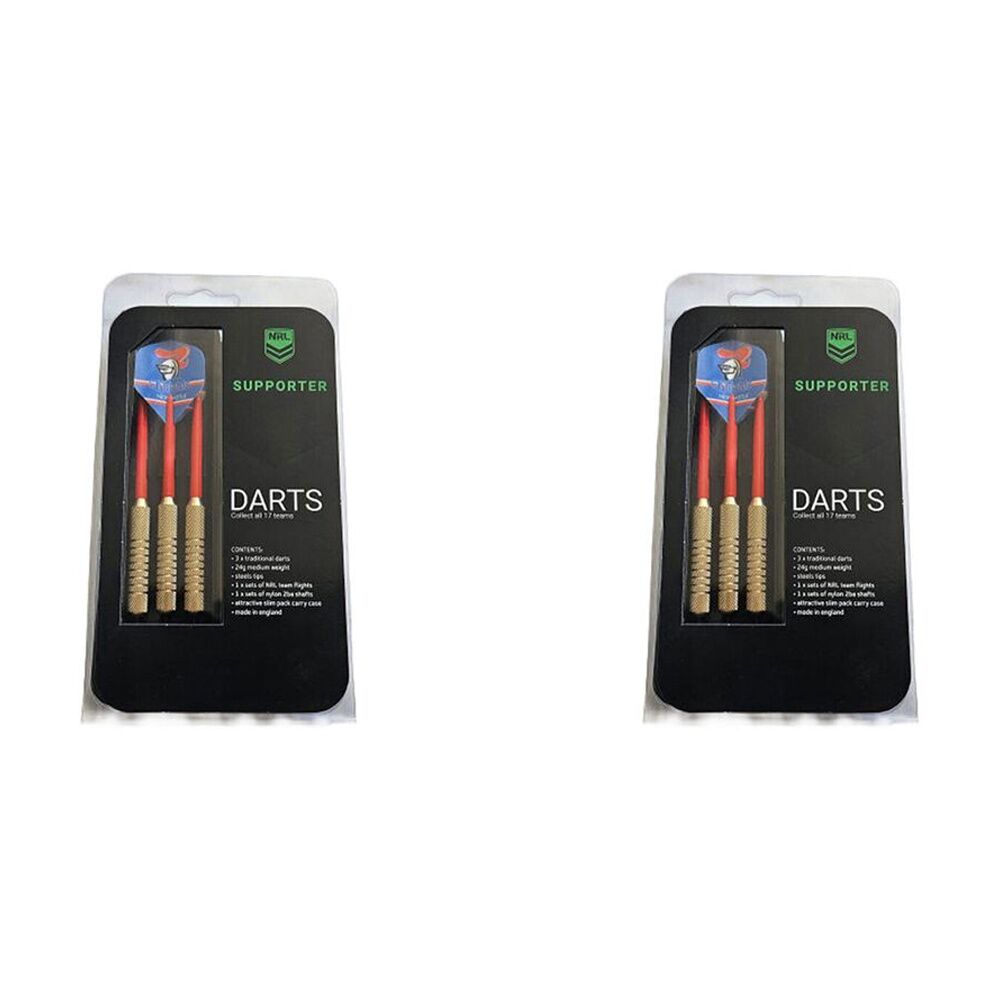 2x 3pc NRL Darts Newcastle Knights Team Design Flights & Shafts Case Included