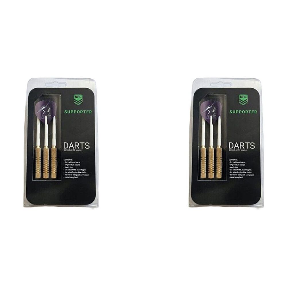 2x 3pc NRL Darts Melbourne Storm Team Design Flights & Shafts Case Included