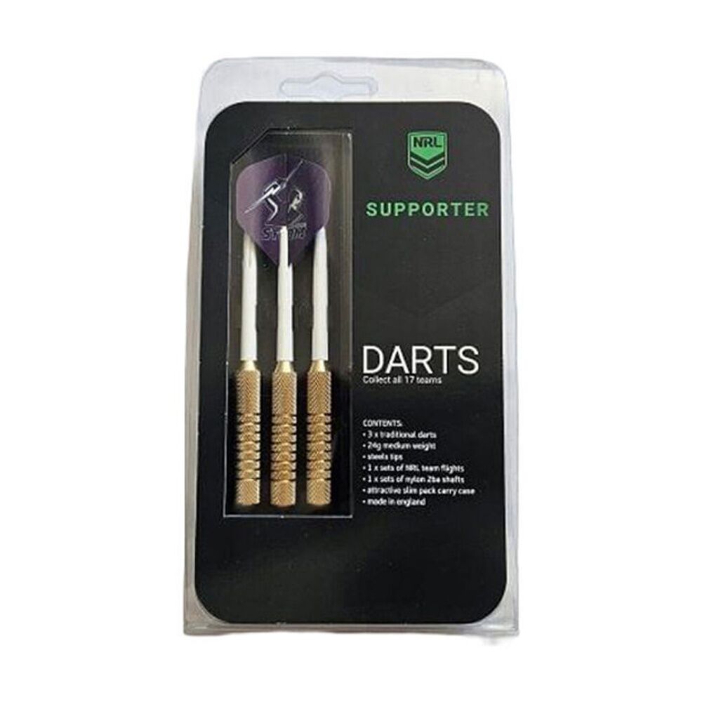2x 3pc NRL Darts Melbourne Storm Team Design Flights & Shafts Case Included
