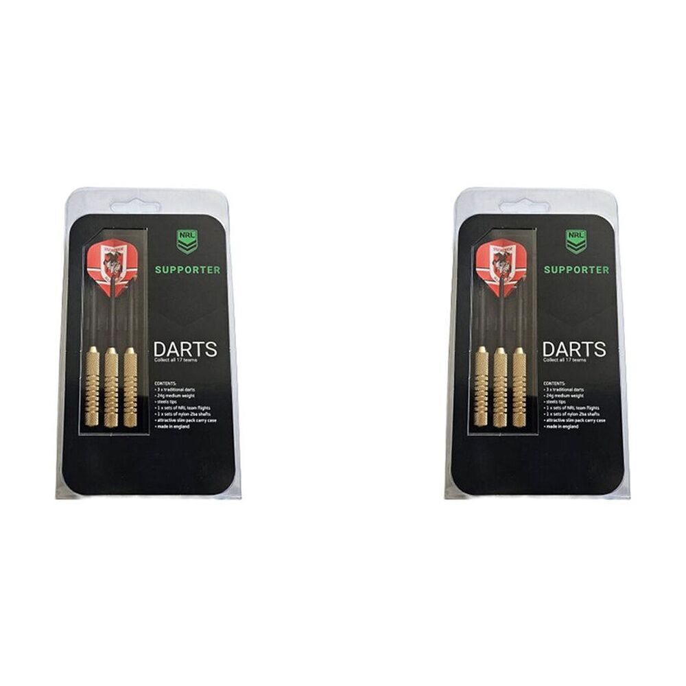 2x 3pc NRL Darts St George Dragons Team Design Flights & Shafts Case Included