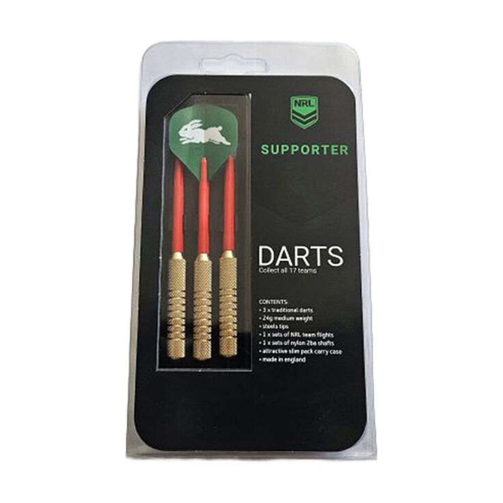 2x 3pc NRL Darts South Sydney Rabbitohs Team Flights & Shafts Case Included