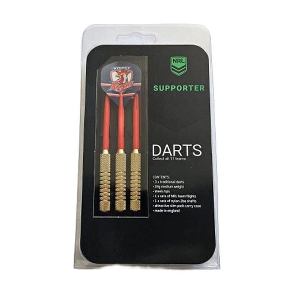 2x 3pc NRL Darts Sydney Roosters Team Design Flights & Shafts Case Included