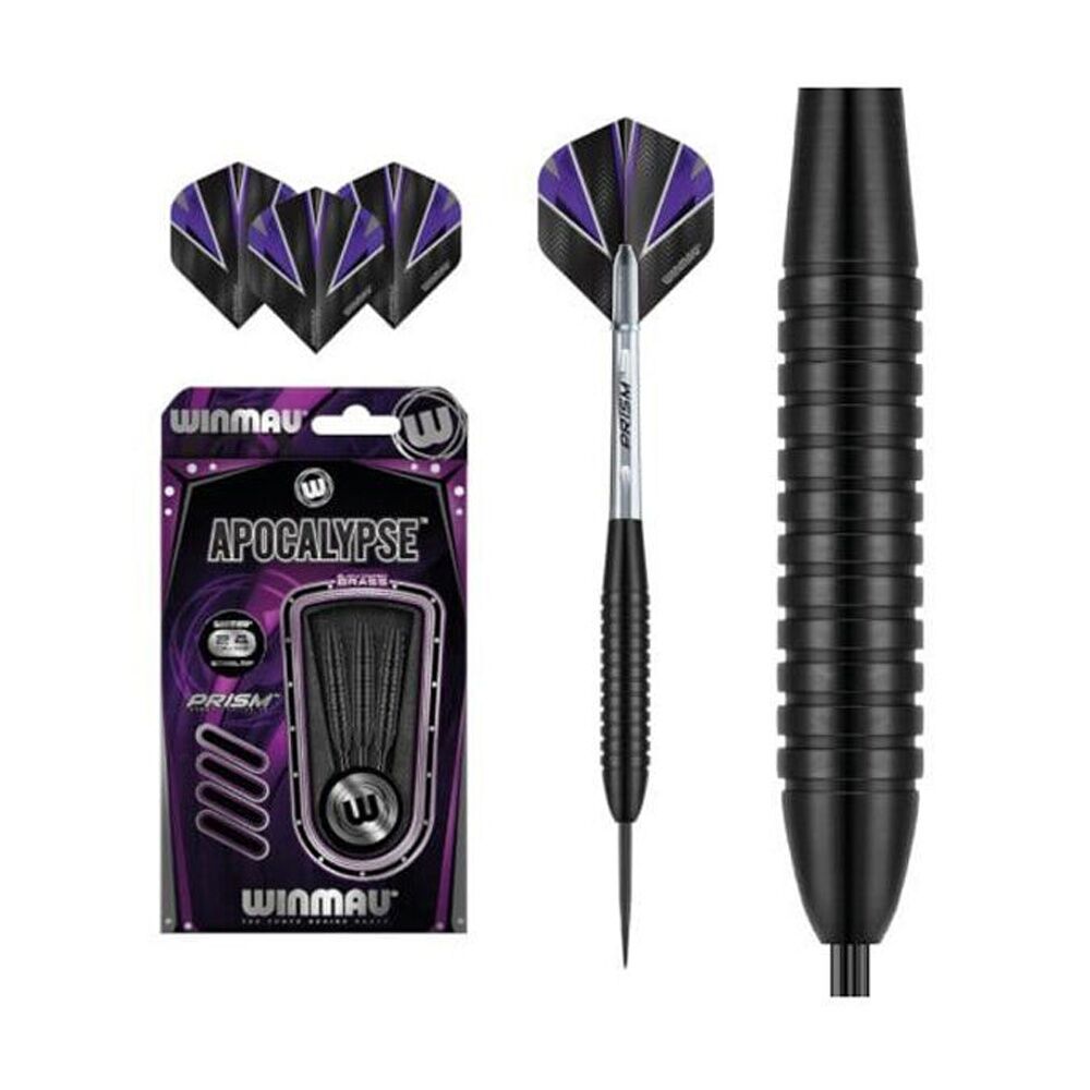 2x 3pc Winmau Apocalypse Black Brass Darts 19 Gram New Design Wd1206 Purple