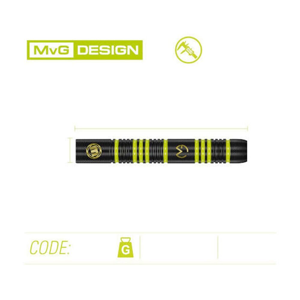 3pc Winmau Mvg Ambitition Brass Dart 20 Gram New Design Wd2237 Black Yellow