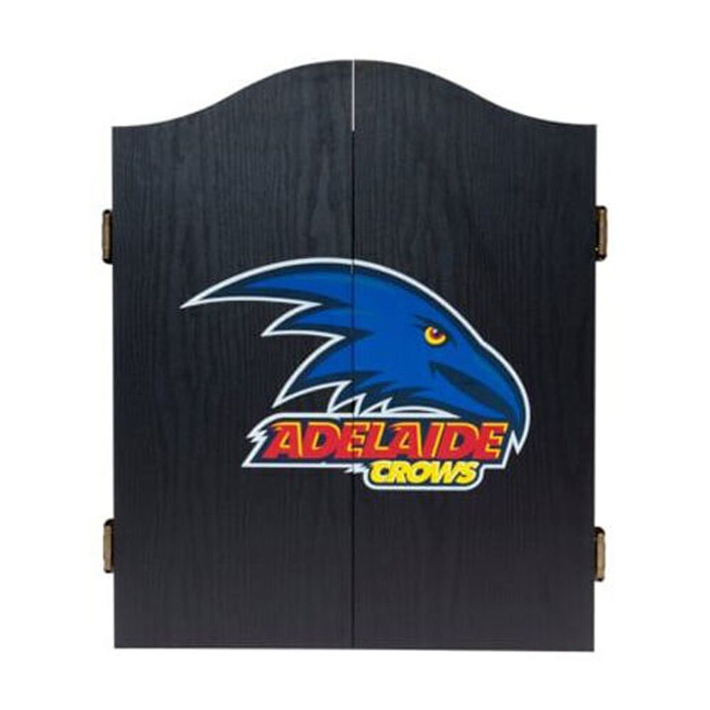 AFL Dartboard and Cabinet Set Adelaide Crows Team Design Black Finish