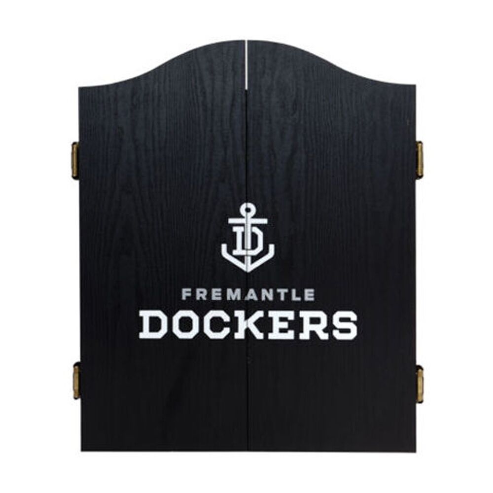 AFL Dartboard and Cabinet Set Fremantle Dockers Team Design Black Finish