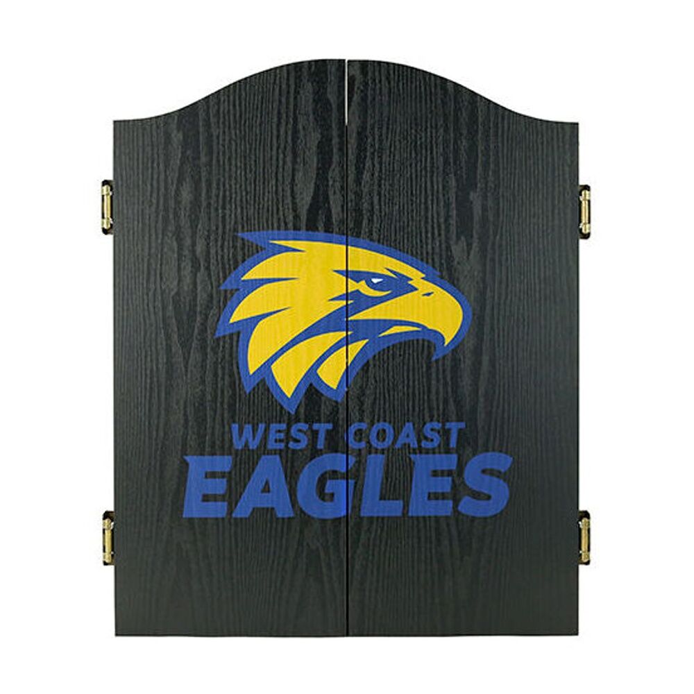 AFL Dartboard and Cabinet Set West Coast Eagles Team Design Black Finish