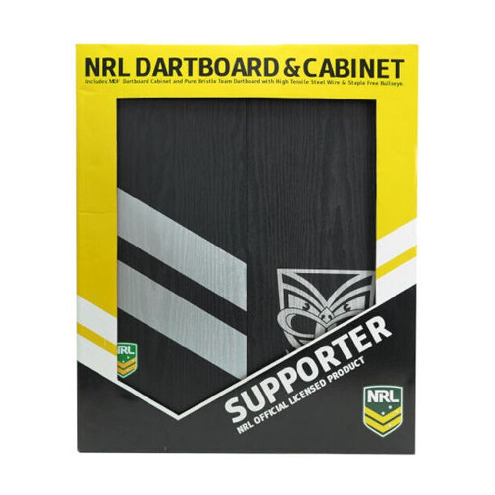 NRL Dartboard and Cabinet Set New Zealand Warriors Team Design Black Finish
